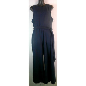 Banana Republic Women's 16 Wide Leg Navy Sleeveless Belted Jumper